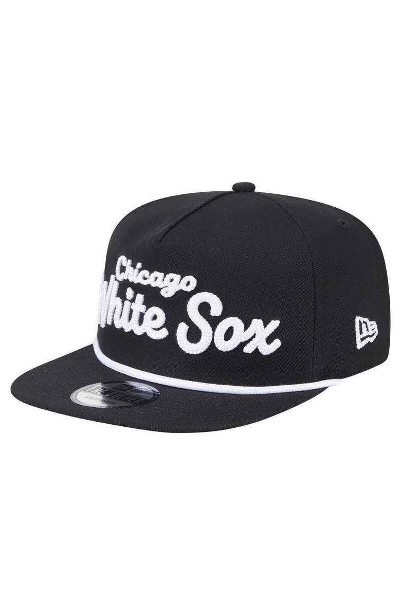 New Era Men's New Era Black Chicago White Sox Team Text Golfer Snapback Hat, Alternate, color, 
