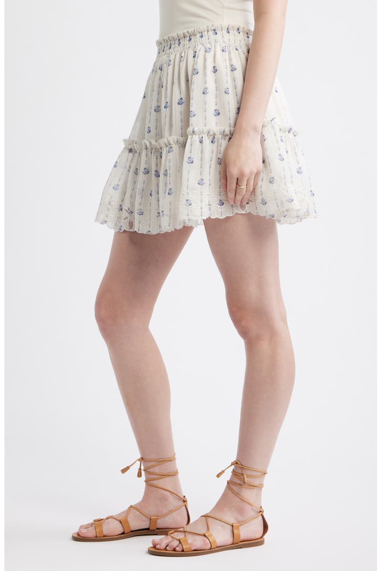 Floral Print Chiffon Miniskirt, Alternate, color, IVORY- BLUE SYDNEY GEO
