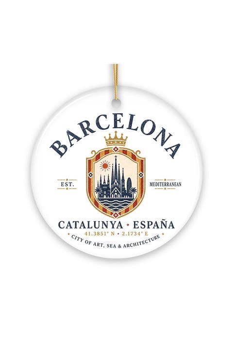 Barcelona Catalunya Espana Crest Ceramic Ornament