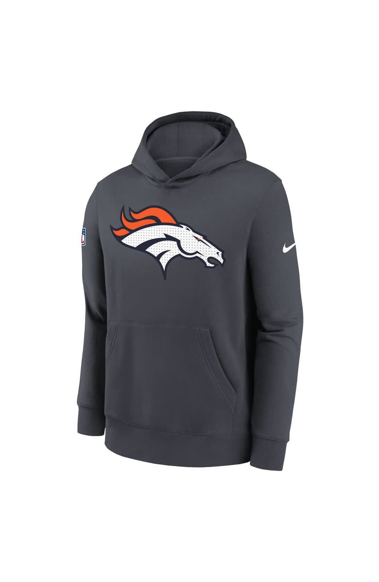 Nike Youth Nike Charcoal Denver Broncos Sideline Club Fleece Hoodie, Alternate, color,