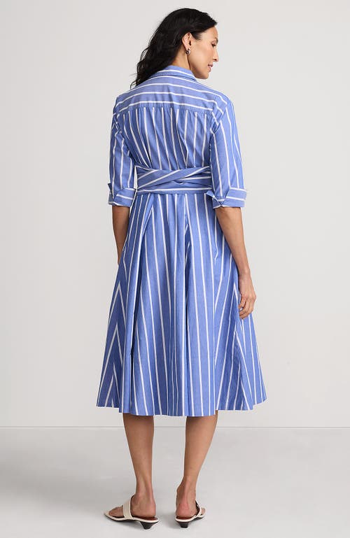 LANDS' END LANDS' END POPLIN MIDI WRAP FRONT DRESS 