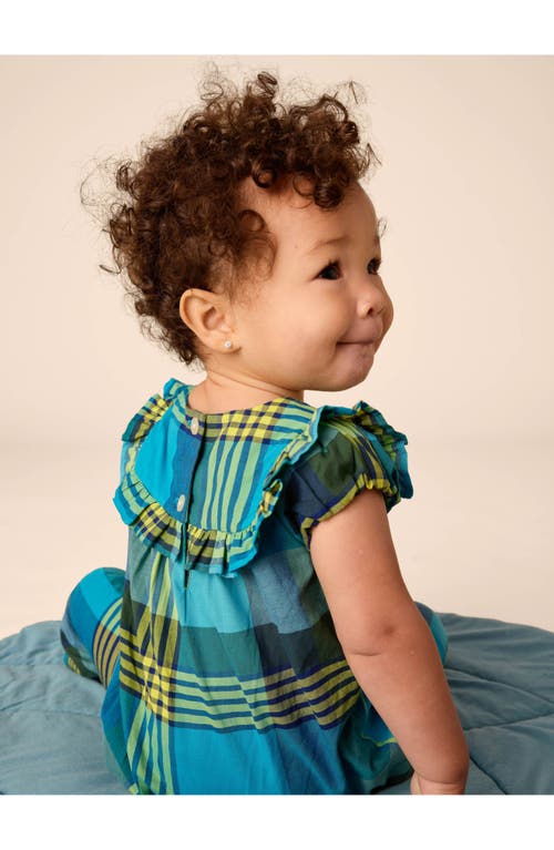 Tea Collection Woven Ruffle Baby Romper In Amazonian Plaid