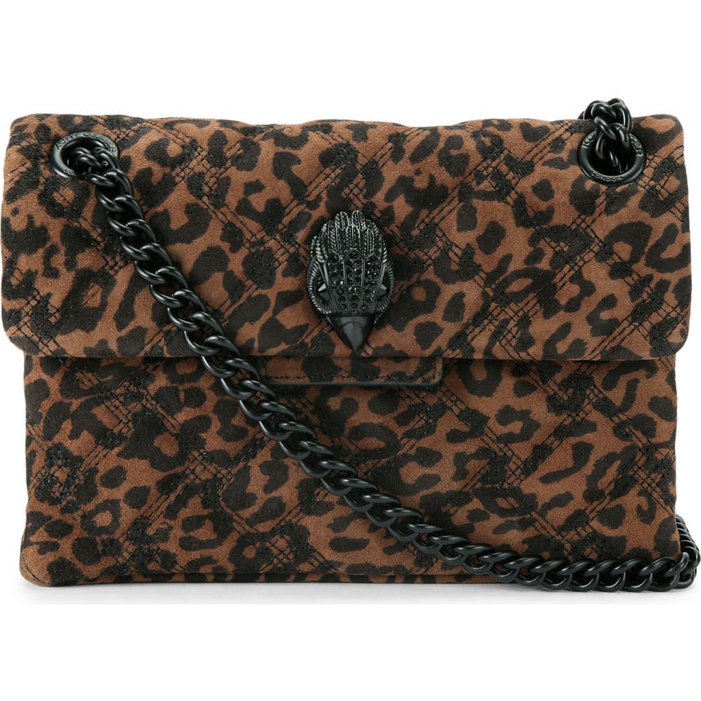 Kurt Geiger Womens Dk.brn Com Mini Kensington Kurt Leopard Suede Cross-body Bag In Brown