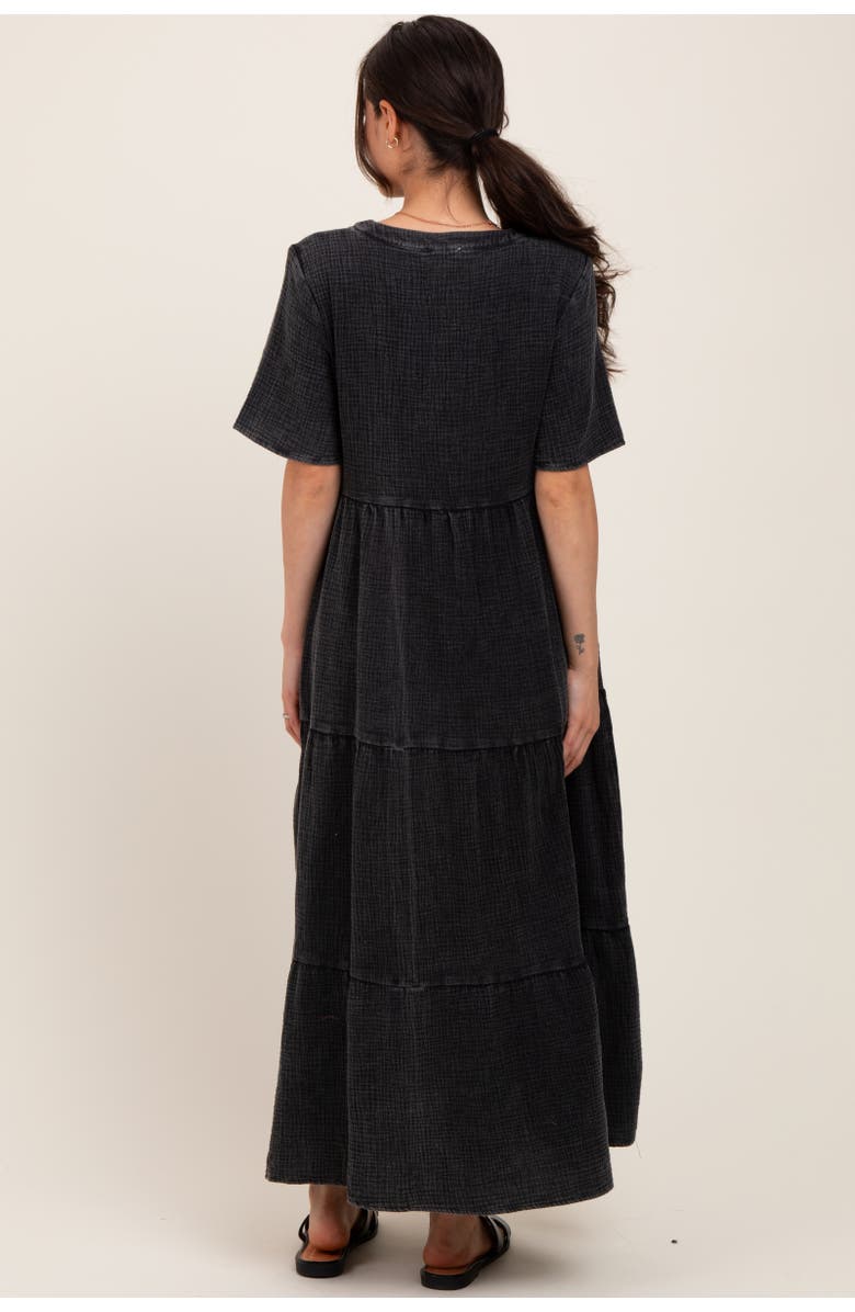 PinkBlush Button Front Tiered Maxi Dress, Alternate, color, Black