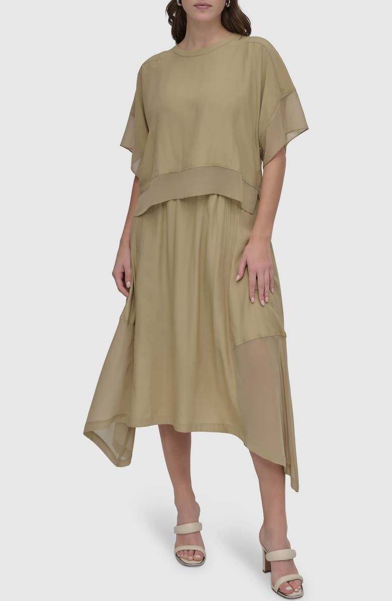 DKNY Mixed Media Dolman Sleeve Top, Alternate, color, Pale Moss