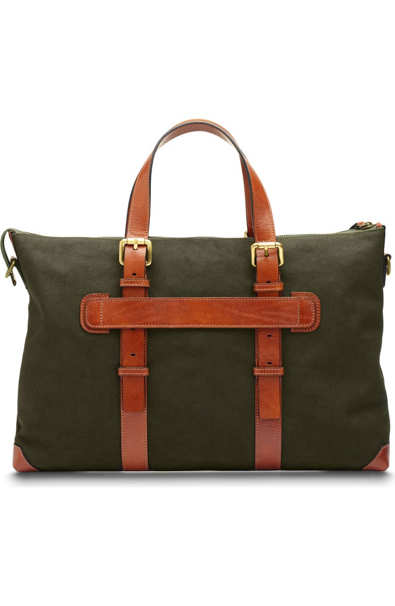 Bosca Arno Slim Recycled Nylon & Leather Tote, Alternate, color, Olive Drab