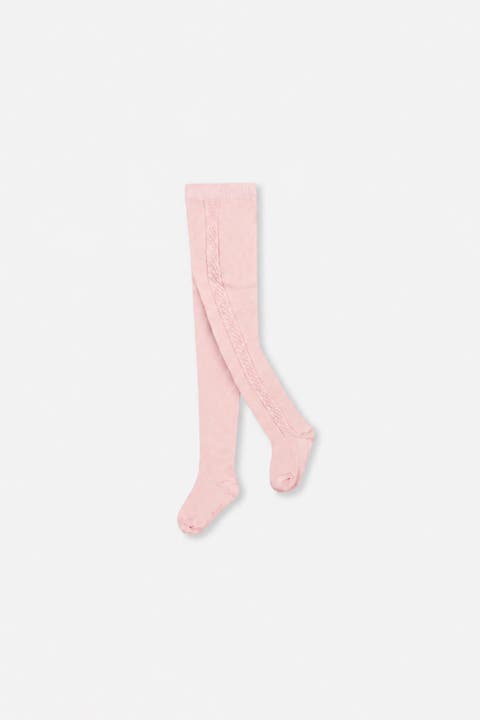 Knit Textured Smooth Stretch Cotton Blend Tights