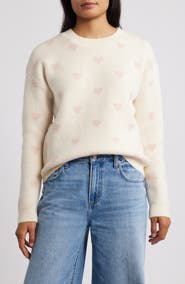 Bobeau Hearts Jacquard Sweater