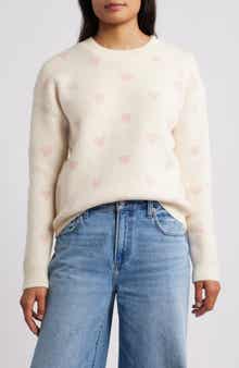 Bobeau Hearts Jacquard Sweater