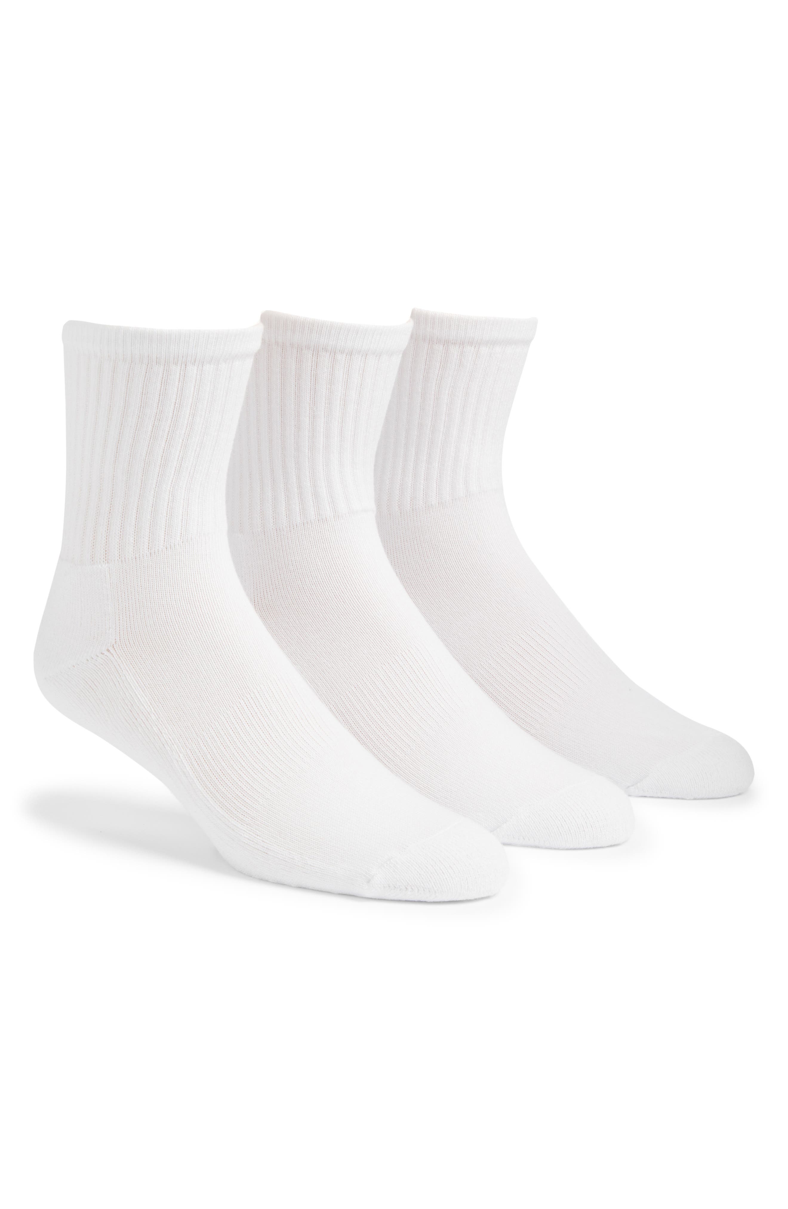 Nordstrom 3-pack Everyday Low Crew Socks In White