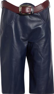Jean Paul Gaultier Cutout Belted Leather Bermuda Shorts