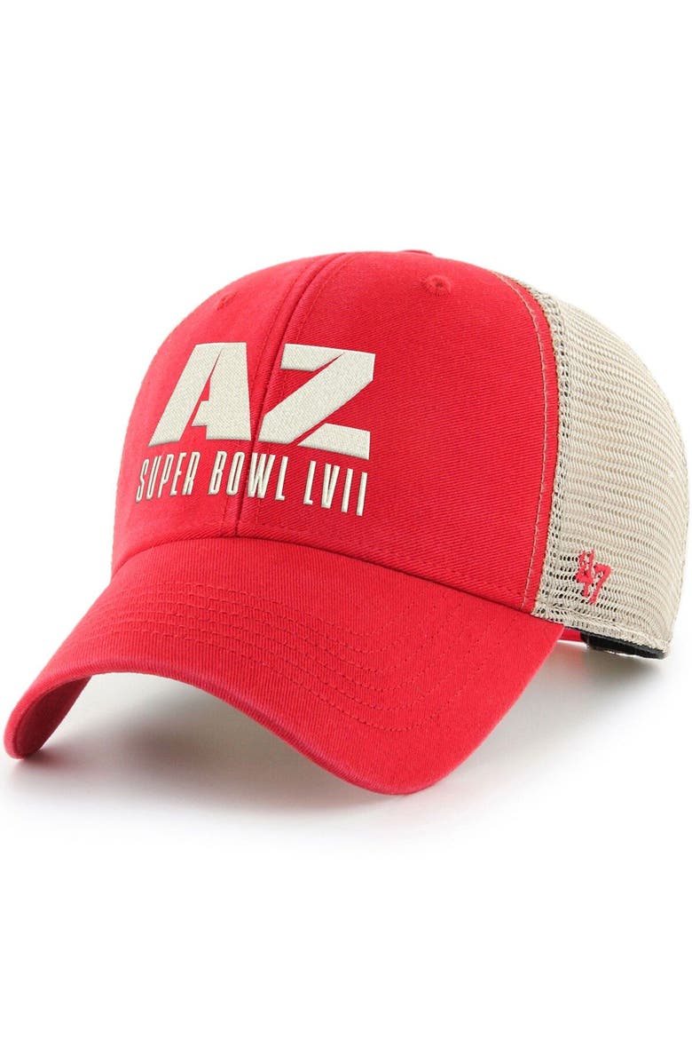 Men's '47 Red/Natural Super Bowl LVII Flagship Wash MVP Snapback Hat, Main, color, Red