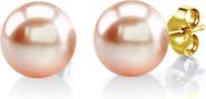 The Pearl Source Freshwater Round Pearl Stud Earrings 10mm