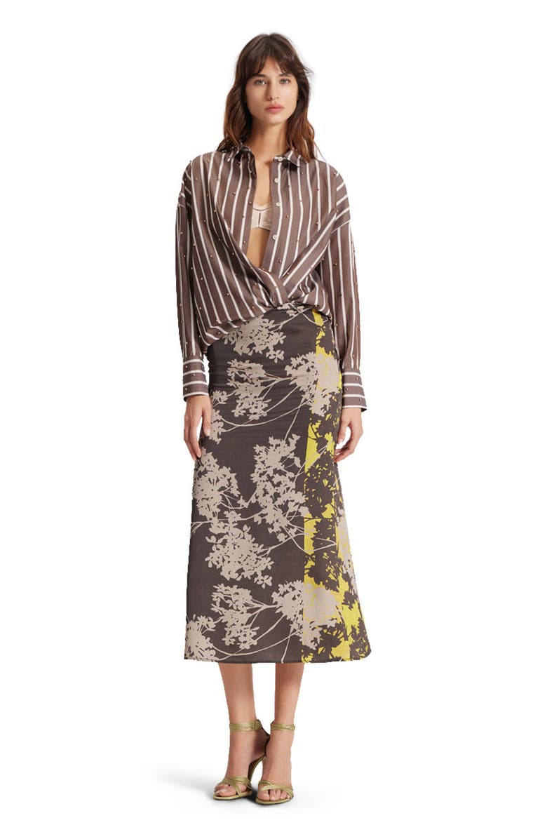 THEO The Label Echo Pearly Shirt, Main, color, Koffee/Gold