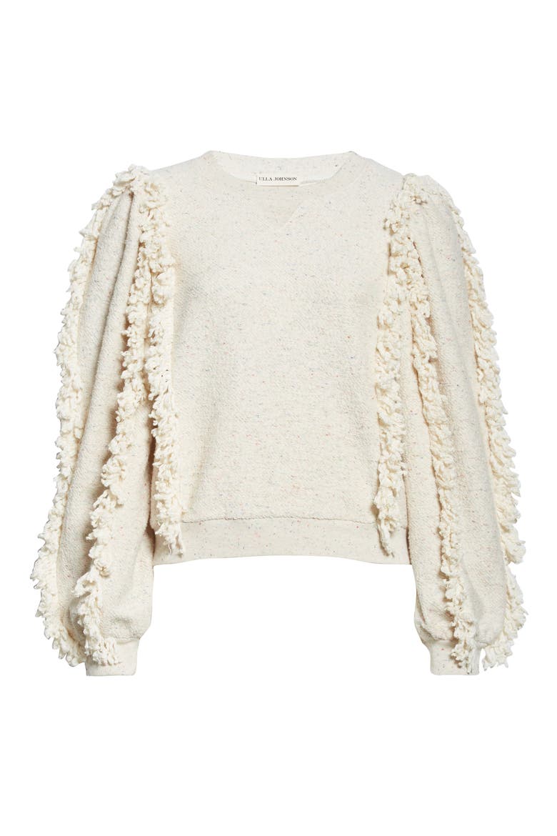 Sage Fringe Sleeve Sweatshirt, Main, color, NATURAL