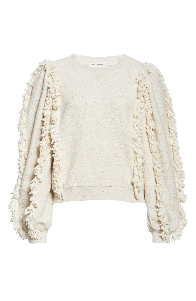 Ulla Johnson Sage Fringe Sleeve Sweatshirt, Main, color,
