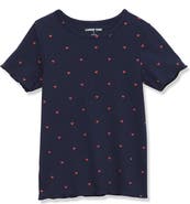 Lands' End Girls Short Sleeve Ribbed Henley T-Shirt