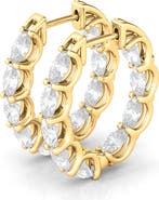 HauteCarat Oval Lab Grown Diamond Inside Out 18K Gold Hoop Earrings