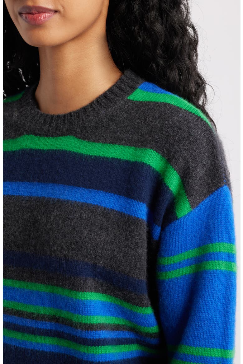 René Stripe Merino Wool Crewneck Sweater, Alternate, color, BLUE/ GREY MULTI