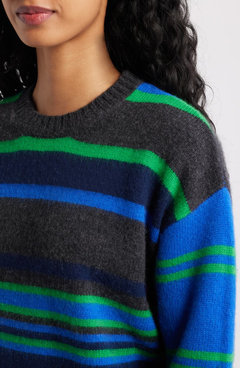 Damson Madder René Stripe Merino Wool Crewneck Sweater, Alternate, color, Blue/ Grey Multi