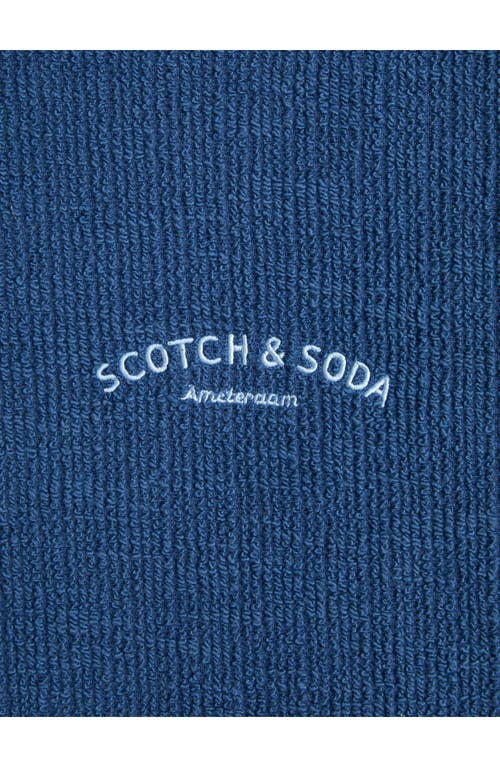 Scotch & Soda Textured Slub Knit T-shirt In Blue