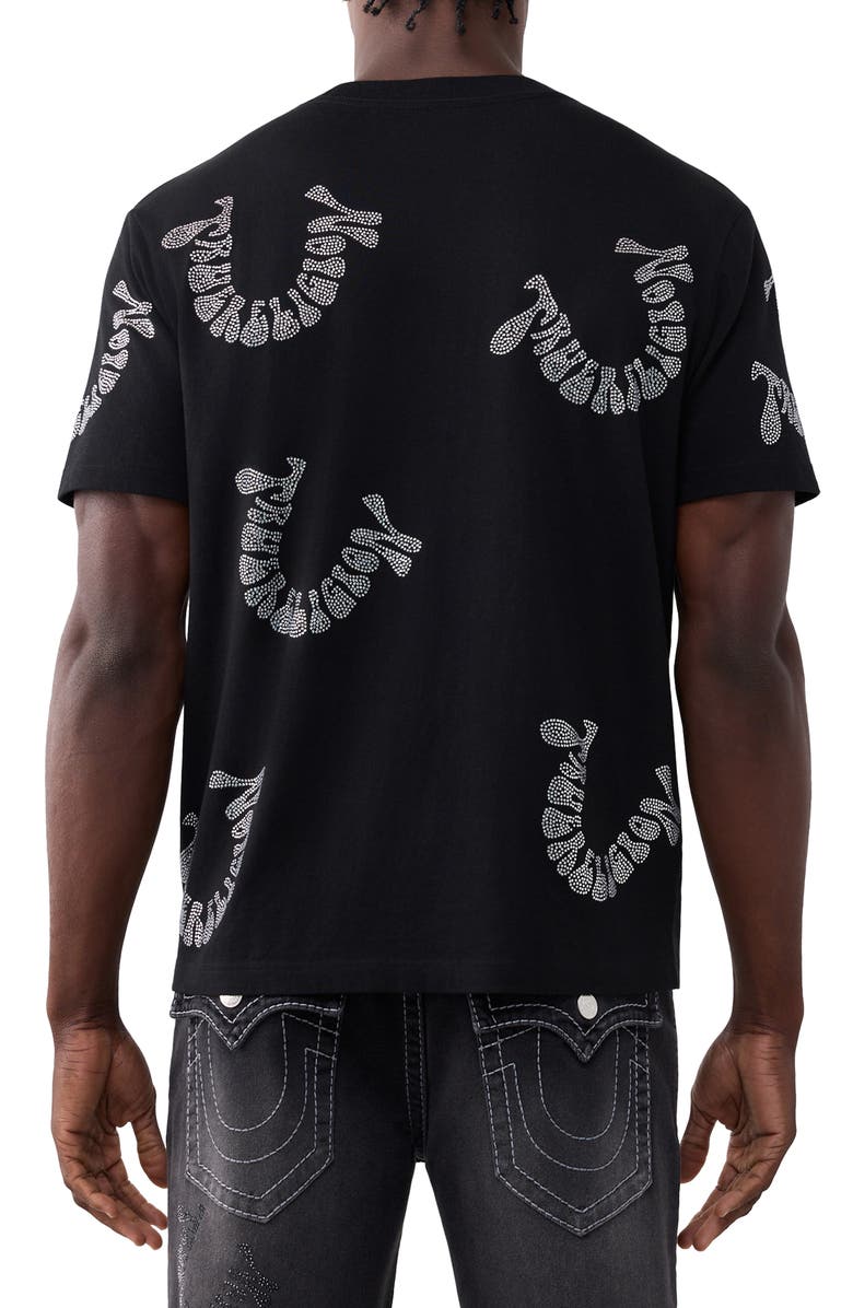 True Religion Wrapped Crystal Logo Graphic T-Shirt, Alternate, color, Jet Black