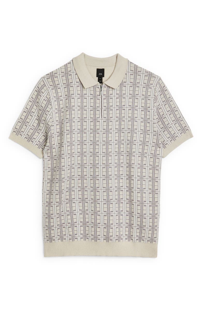 River Island Geo Jacquard Sweater Polo, Alternate, color, 