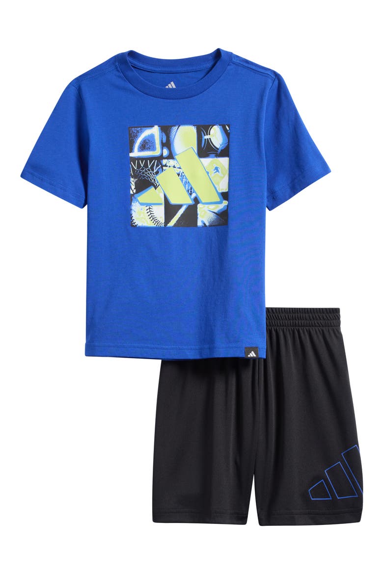 Kids' Graphic T-Shirt & Athletic Shorts Set (Little Kid_, Main, color, BRITE BLUE