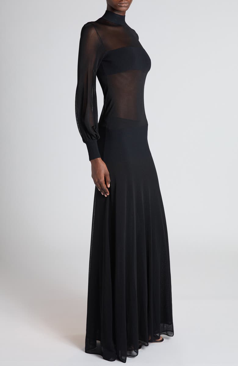 TOM FORD Long Sleeve Knit Gown, Alternate, color, Black