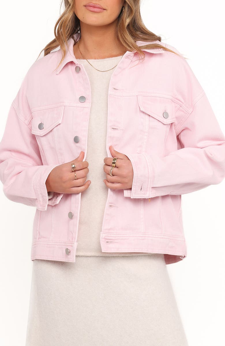 Petal & Pup Larosa Denim Trucker Jacket, Main, color, Dusty Pink