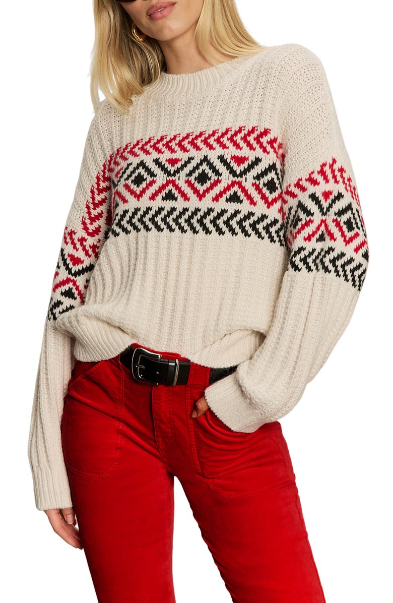 Sanctuary Intarsia Sweater, Alternate, color, Chalk White/ Multi