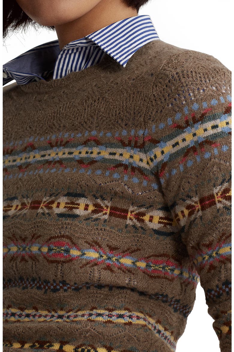 Fair Isle Wool & Cashmere Sweater, Alternate, color, CLA TAN