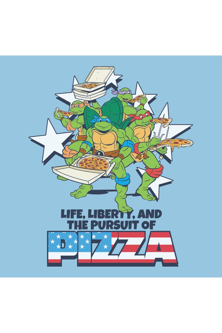 Boys Teenage Mutant Ninja Turtles Liberty and the Pursuit of Pizza T Shirt, Alternate, color, Light Blue