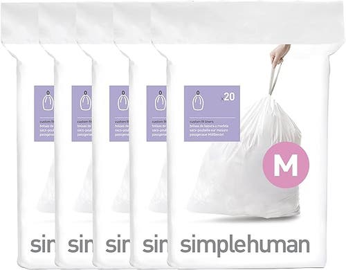 Simplehuman Code M Custom Fit Liners With Quick Dispense Packs In White