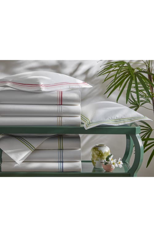 Matouk Amara Triple Pearl Embroidered 300 Thread Count Flat Sheet In White