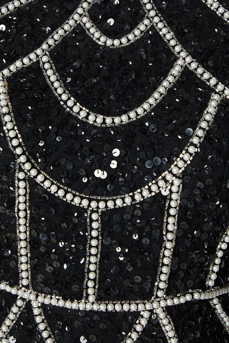 Long Sleeve Sequin Mini Dress, Alternate, color, Black