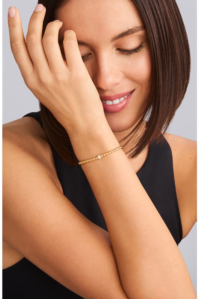 Pavé Diamond Ball Caviar Stretch Bracelet, Alternate, color, GOLD