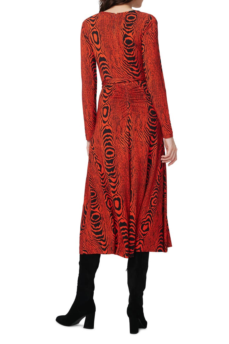 Dorothee Long Sleeve Tie Waist Dress, Alternate, color, WOOD GRAIN RED