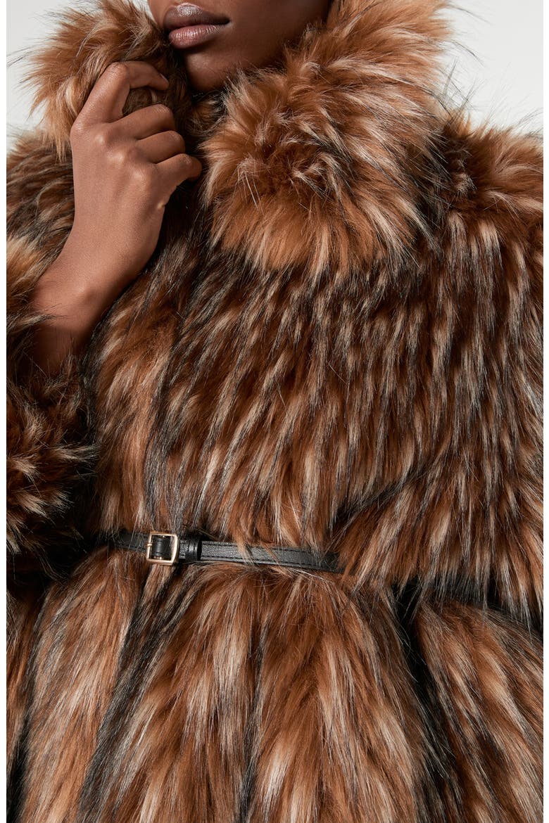 Erosi Faux Fur Short Coat, Alternate, color, CAMEL