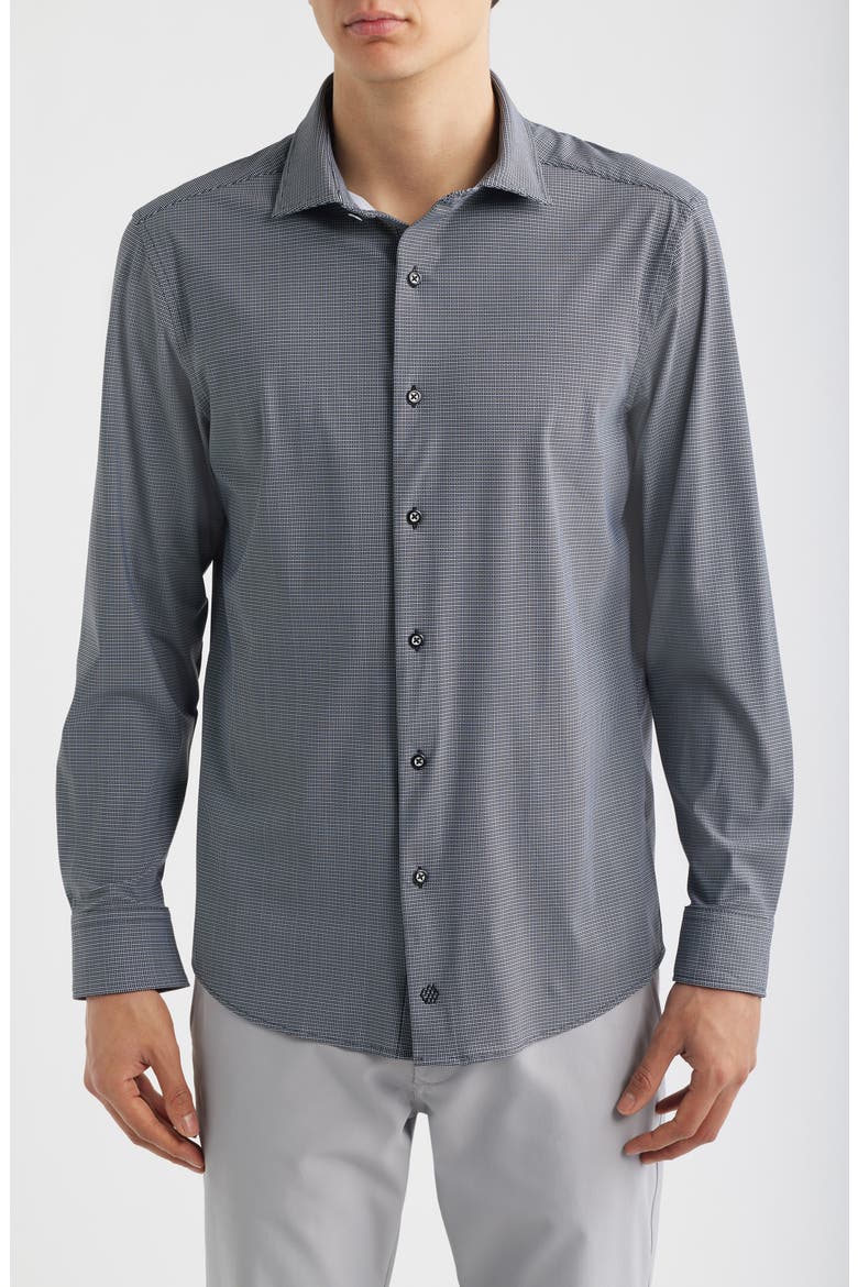 XC Motion Performance Knit Button-Up Shirt, Main, color, BLACK BOX