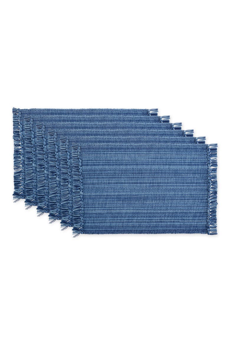 Variegated Fringe Set of 4 Placemats, Main, color, BLUE