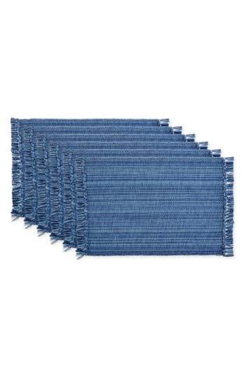 Design Imports Variegated Fringe Set Of 4 Placemats In Blue