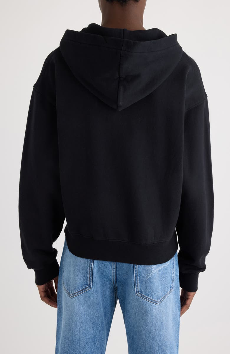 Jacquemus Le Hoodie Gros Grain Cotton Zip Hoodie, Alternate, color, Black