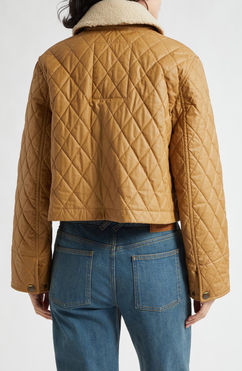 Burberry Howle Quilted Jacket with Genuine Shearling Collar, Alternate, color, Sepia/ Hay