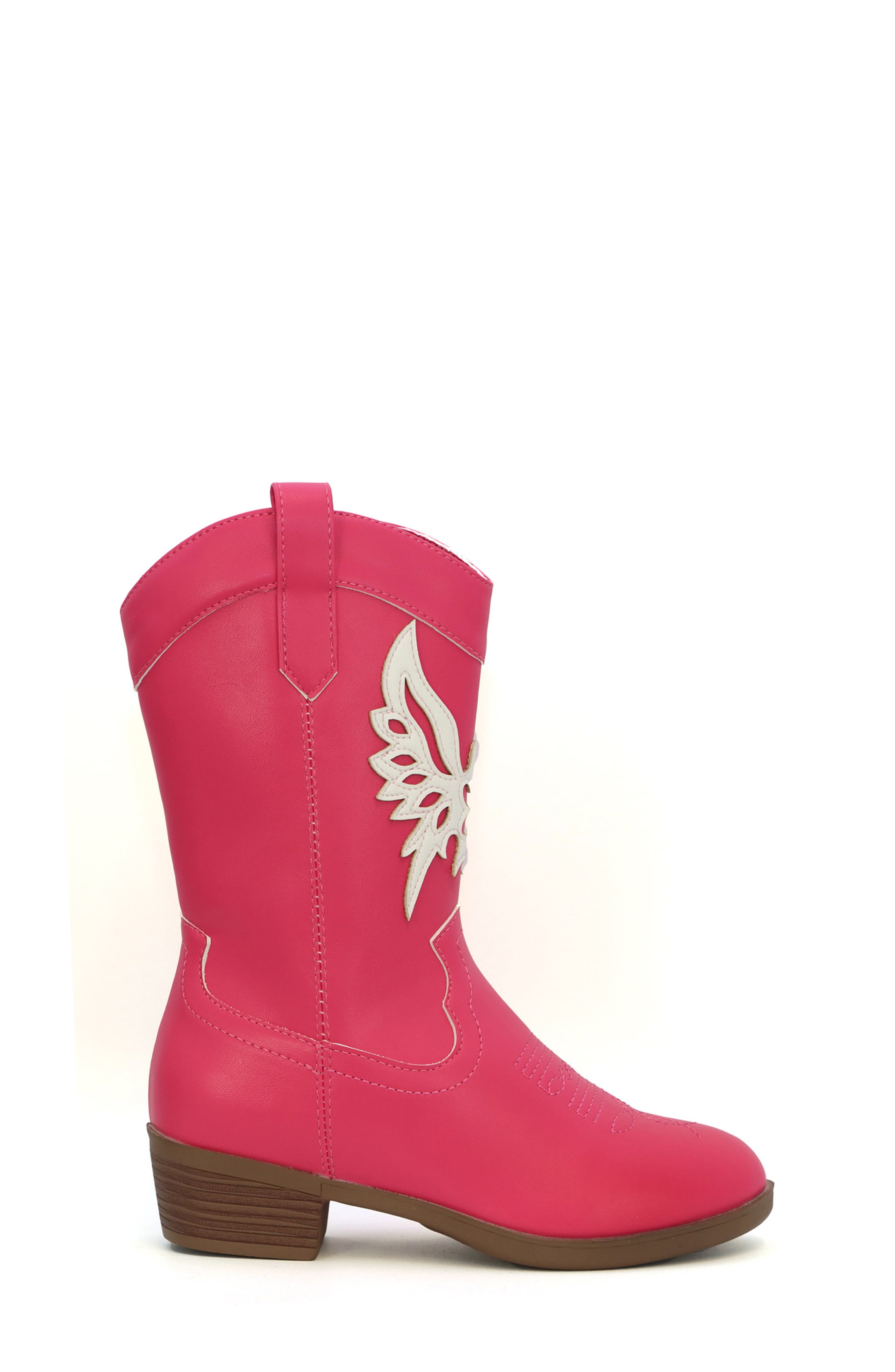 YOKI Kids' Dixi Wing Cowboy Boot, Alternate, color, Pink