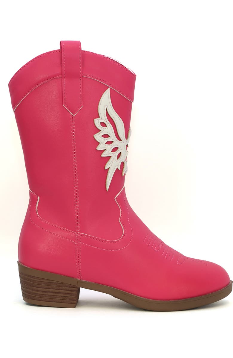 YOKI Kids' Dixi Wing Cowboy Boot, Alternate, color, Pink