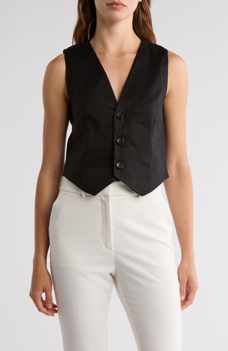 A.L.C. Maxwell Linen Vest, Main, color, Black