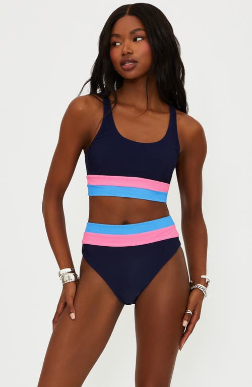 Beach Riot Heidi Colorblock High Waist Bikini Bottoms In Multi