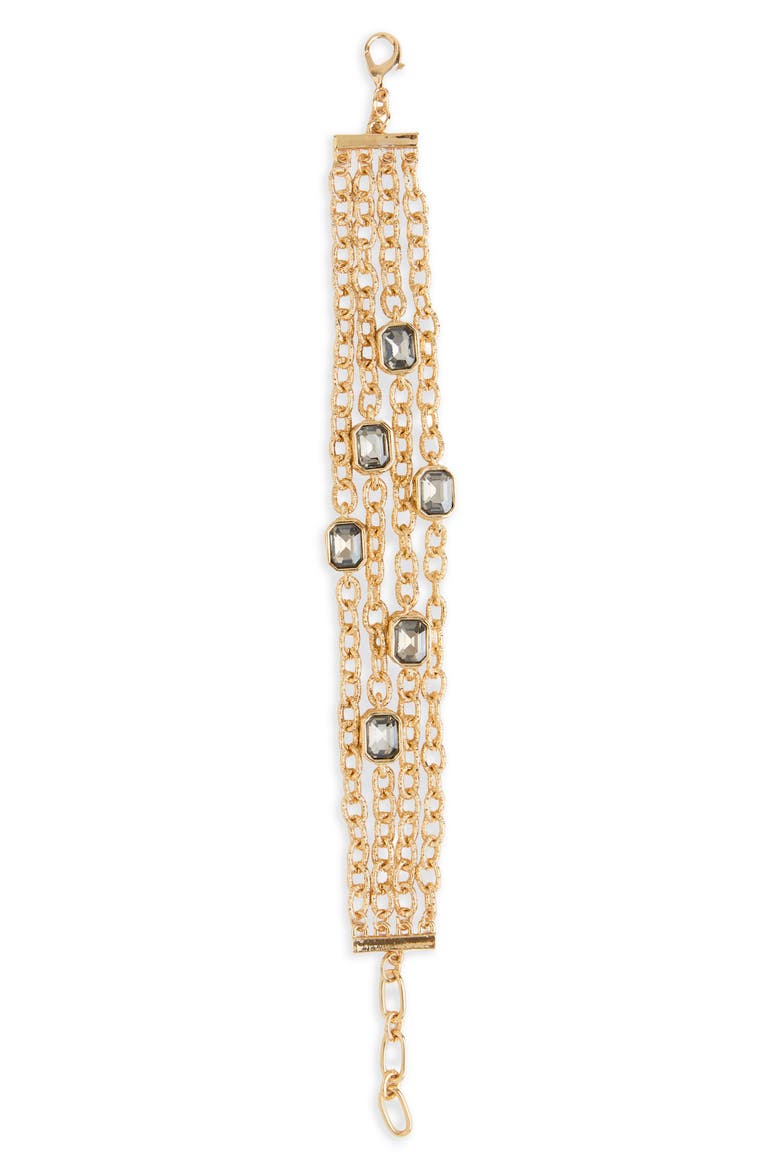 Crystal Chain Layered Bracelet, Alternate, color, GOLD