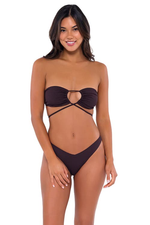 B Swim Sasha Bikini Swimsuit Top In Java Flat Rib